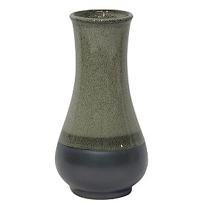VASO DECORATIVO DE CERAMICA CINZA, BEGE E VERDE 13,8CM X 13,