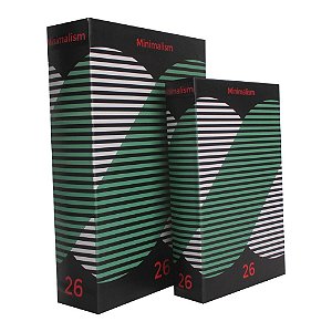 CONJ. DE CAIXAS LIVRO EM MADEIRA MINIMALISM 26 PRETO, BRANCO