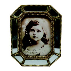 PORTA RETRATO DE RESINA C/ ACABAMENTO ESPELHO E DOURADO