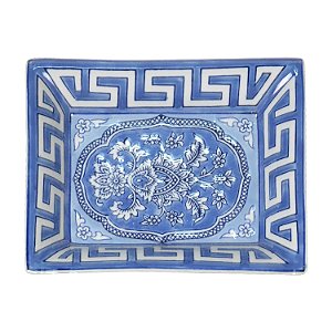 PRATO DE PORCELANA AZUL CLARO 20CM X 16CM X 4CM