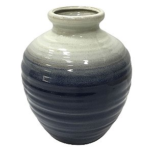 VASO DE CERAMICA DUO COLOR AZUL E CINZA 17CM X 17CM X 20CM