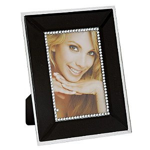 PORTA RETRATO DE VIDRO PRETO COM DETALHES