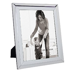 PORTA RETRATO EM VIDRO E METAL PRATEADO 26CM X 1CM X 31CM