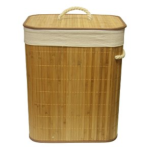 CESTO DE BAMBU COM TAMPA 40CM X 30CM X 50CM