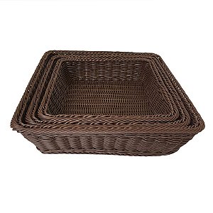 CONJ. DE BANDEJAS EM FIBRA SINTETICA MARROM  3 PCS G  38CM X