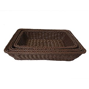 CONJ. DE BANDEJAS EM FIBRA SINTETICA MARROM  3 PCS G  44,5CM