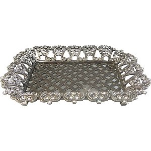 PORTA SABONETE DE PRATA E CRISTAL - 15X11 CM
