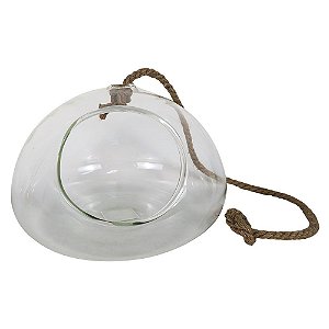 VASO DE VIDRO COM ALCA DE CORDA 22,5CM X 16CM