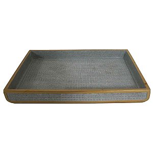 BANDEJA DE RESINA CINZA COM DOURADO