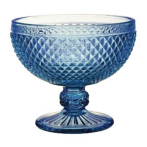 CJ DE TACAS DE SOBREMESSA DE VIDRO BICO DE JACA AZUL - 6 PCS
