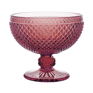 CJ DE TACAS DE SOBREMESSA DE VIDRO BICO DE JACA ROSA - 6 PCS