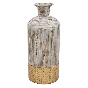 VASO DE METAL RUSTICO BRANCO E BEGE