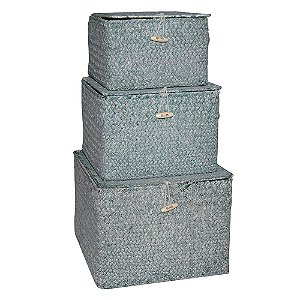 CJ DE CAIXAS DE FIBRA NATURAL CINZA  3PCS G24 X 24 X 18CM  M