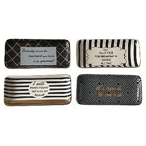 CJ DE TRAVESSAS DE CERAMICA BEST WISHES 15,5CM X 7,8CM X 1,8