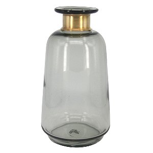 VASO DE VIDRO COM DETALHE EM DOURADO
