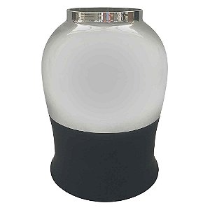 VASO DE VIDRO METALIZADO PRATA E PRETO