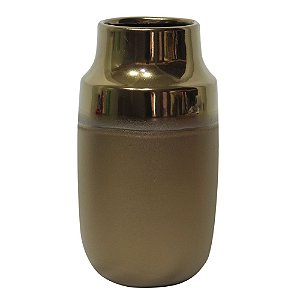 VASO DECORATIVO DE CERAMICA DOURADO 14,8CM X 14,8CM X 27CM
