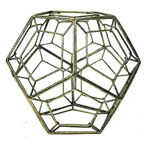 PECA GEOMETRICA DECORATIVA EM METAL DOURADA 20CM X 20CM X 17