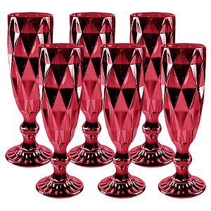 CJ DE 6 TACAS PARA CHAMPANHE - VERMELHO - 20 CM