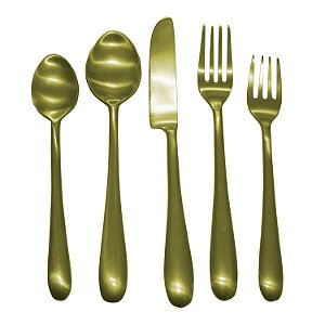 CJ. DE TALHERES - 5 PCS EM METAL DOURADO 1 COLHER 20CM | 1 C