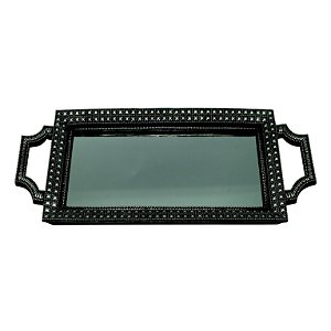 BANDEJA DE RESINA ESPELHADA E SPIKES METALIZADOS PRATA VELHO