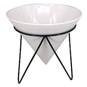 VASO DE CERAMICA COM SUPORTE DE FERRO 19CM X 19CM X 21,5CM