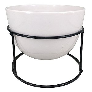 VASO DE CERAMICA COM SUPORTE DE FERRO 19CM X 19CM X 21CM