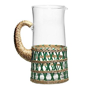 JARRA EM VIDRO E RATTAN 12CM X 24,5CM 2160ML