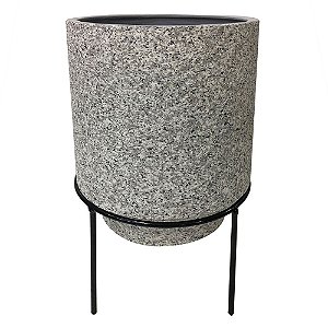 CACHEPOT DE CERAMICA COM SUPORTE DE METAL 21CM X 29CM