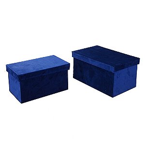 CJ. DE CAIXAS DE VELUDO AZUL 2PCS