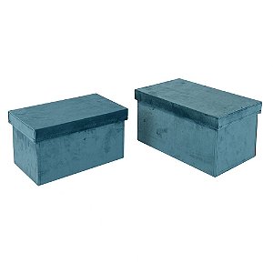 CONJ DE CAIXAS DE VELUDO VERDE 2 PECAS
