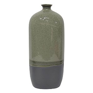 VASO DECORATIVO DE CERAMICA CINZA, BEGE E VERDE 14,8CM X 12,