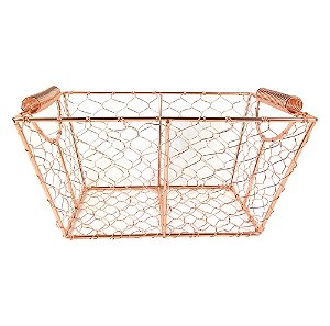 CESTA DE METAL COBRE 31,5CM X 21CM X 15CM