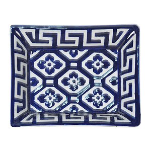 PRATO DE PORCELANA AZUL ESCURO 20CM X 16,5CM X 3CM