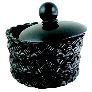 POTE DECORATIVO DE RESINA PRETO 19,5CM X 19,5CM X 17CM