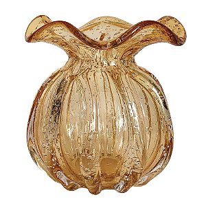 VASO DE VIDRO AMBAR  MURANO 11,5CM X 13CM