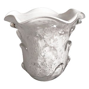 VASO DE VIDRO BRANCO  MURANO 15CM X 14CM