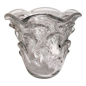 VASO DE VIDRO TRANSPARENTE  MURANO 15CM X 14CM