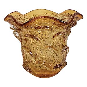 VASO DE VIDRO AMBAR  MURANO 15CM X 14CM