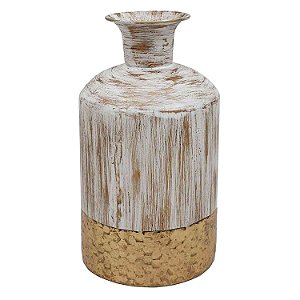 VASO DE METAL RUSTICO BRANCO E BEGE