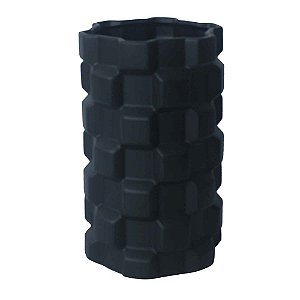 VASO DE CERAMICA COM TEXTURA GEOMETRICA PRETO