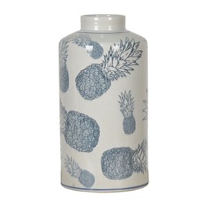 POTE DE PORCELANA AZUL CLARO  ABACAXI 14CM X 28CM