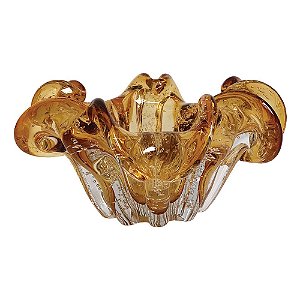 FRUTEIRA DE VIDRO AMBAR MURANO 21CM X 10CM