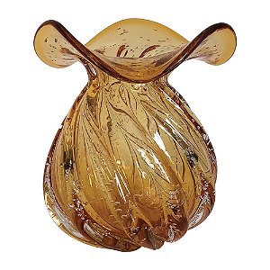 VASO DE VIDRO AMBAR MURANO 15CM X 16,5 CM