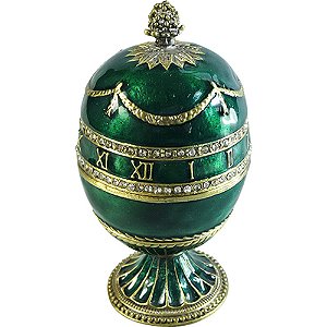 PORTA JOIAS OVO DOURADO COM CRISTAL - 5X9 CM