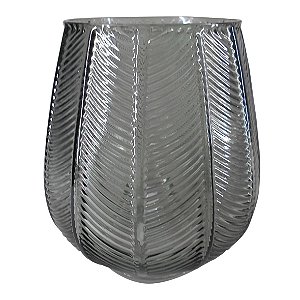 VASO DE VIDRO TRANSPARENTE FUME 18CM X 18CM X 20CM