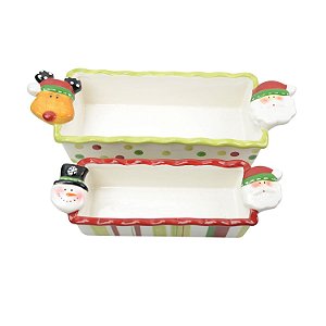 CJ DE BANDEJAS NATALINAS DE CERAMICA 2 PCS