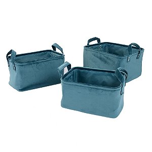 CJ. DE CESTOS COM ALCA DE VELUDO VERDE - 3PCS