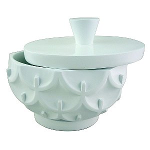 POTE DECORATIVO DE RESINA BRANCO 21,5CM X 15,5CM X 19CM
