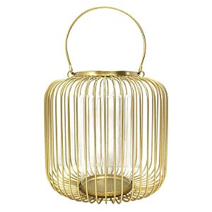 LANTERNA DE VIDRO E METAL DOURADO